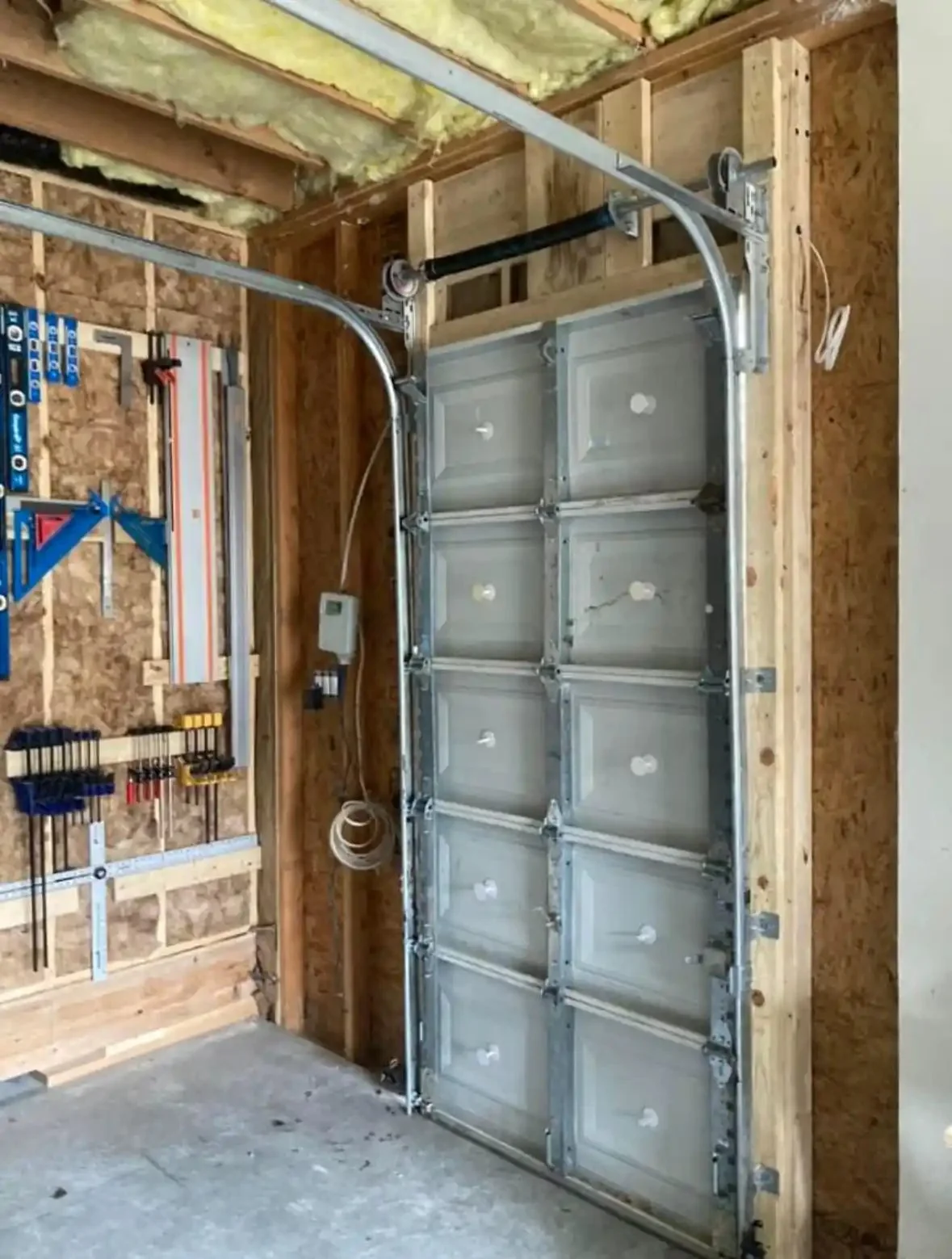 Garage door track and opener hardware